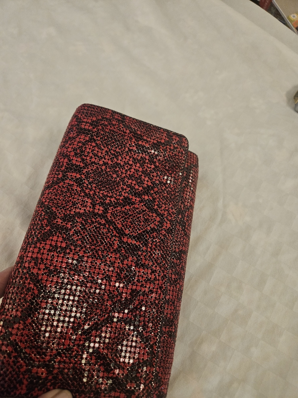 Red Snake-Print Women’s Clutch Wallet